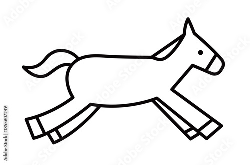 馬のシンプルなイラスト　ウマ　うま　午年　午　うま年　年賀状　2026年　白背景　動物　横