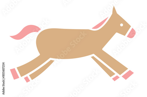 馬のシンプルなイラスト　ウマ　うま　午年　午　うま年　年賀状　2026年　白背景　動物　横