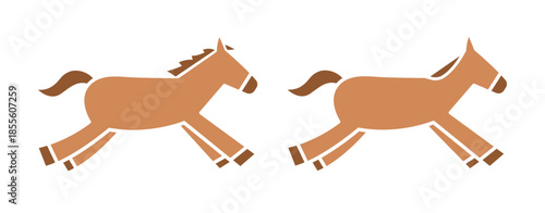 馬のシンプルなイラスト　ウマ　うま　午年　午　うま年　年賀状　2026年　白背景　動物　横