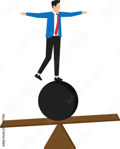 Work life balance and equilibrium or equality, concentration or stability, challenge or risk management concept

