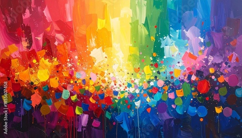 Vibrant Abstract Painting - A Colorful Explosion of Artistic Expression and Creative Energy.