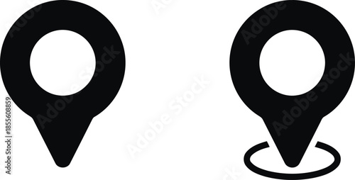 Map Pointer Location Sign with Round Shape Place on Destination or Target Navigation Position Landmark Symbol Vector Isolated in Black and White Graphic