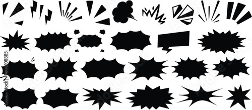 Set of Burst Icons Representing Explosion Bang Comic Style Effects for Emphasis Graphic Design Elements and Visual Storytelling Vector Illustration