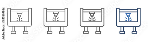 
outline icon set laser cutting machine with steel cutting machine design
