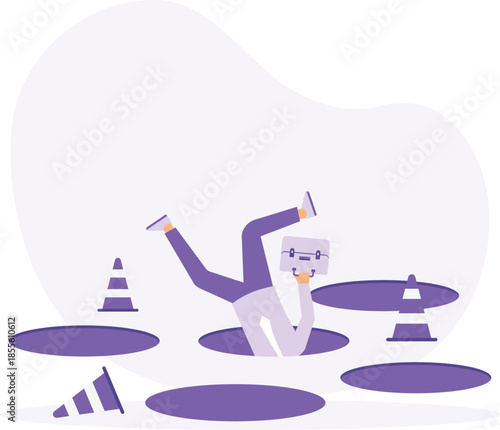 Failure or mistake causing despair, problem or risk from crisis,danger or business accident and trouble concept

