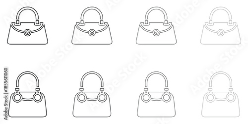 women hand bag line icon vector, vanity bag girls lifestyle outline icon illustration