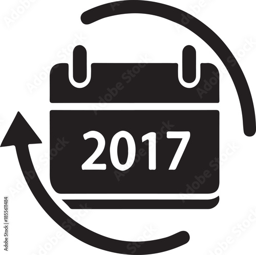 Calendar icon with year 2017 and rotation arrow