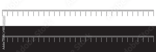 Metric rulers with centimeter scale markings. Horizontal metric rulers showing centimeter and millimeter measurements, isolated on white background for education, design, and measurement concepts.