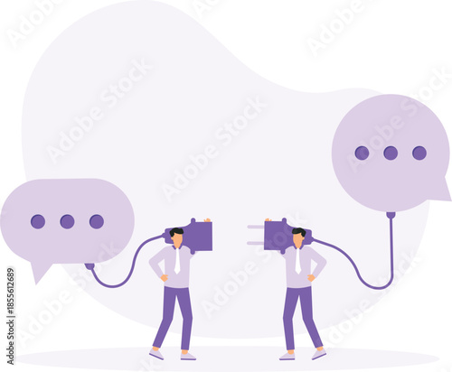 Communicate to solve problem, discussion or meeting idea, collaboration or cooperate to success, connect idea for solution concept
