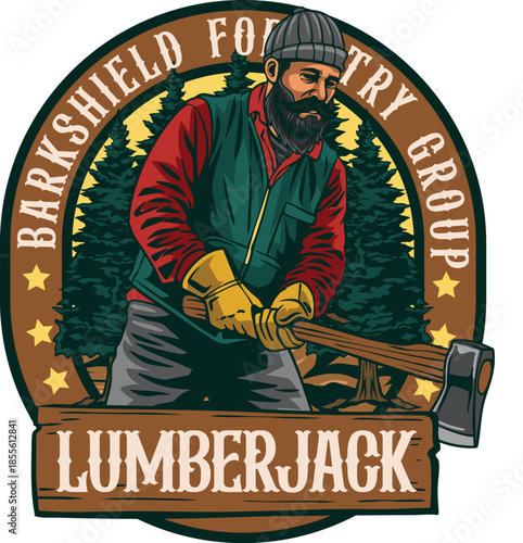 vintage style lumberjack illustration for badge logo