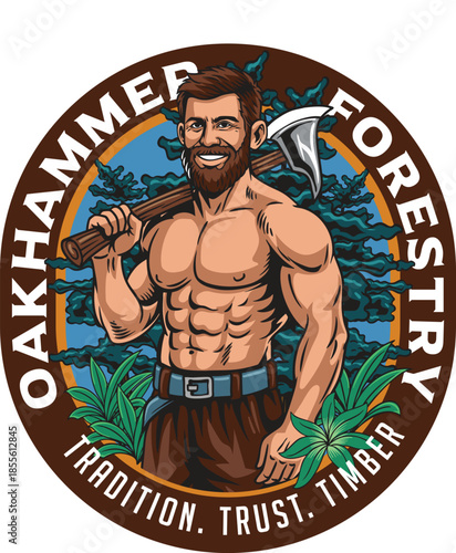 vintage style lumberjack illustration for badge logo