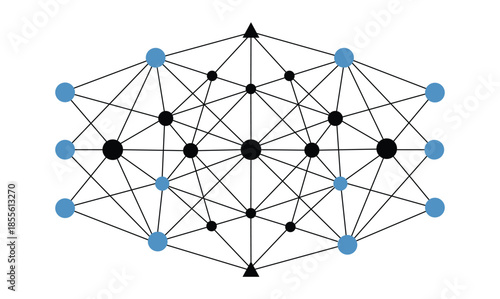 Neural Network Diagram Vector. Artificial Intelligence Machine Learning Connections