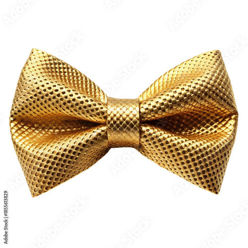 Golden Bow Tie on White Background