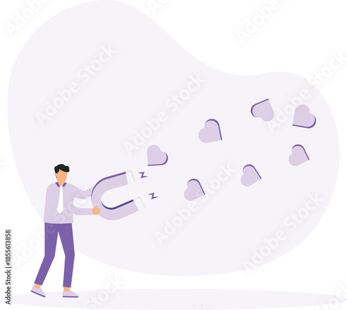 Social media marketing, SNS or social network service, influencer or online advertising, customer engagement to attract likes concept

