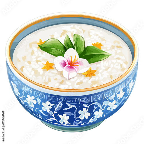 jasmine rice porridge, thailand, songkran festival, festival, food, vector, transparent background, flower, bowl, fresh, beauty, healthy, meal, rice, ingredient, health, vegetarian, nutrition