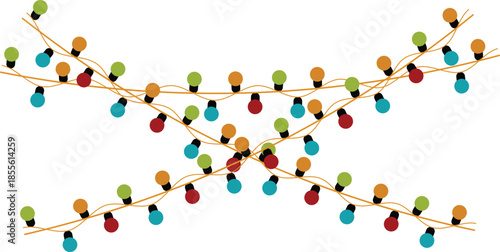 Colorful christmas lights on a festive holiday branch display