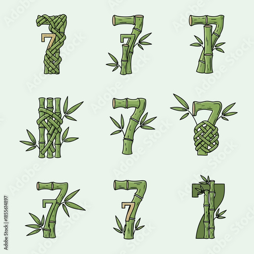 Bamboo styled number seven typography.