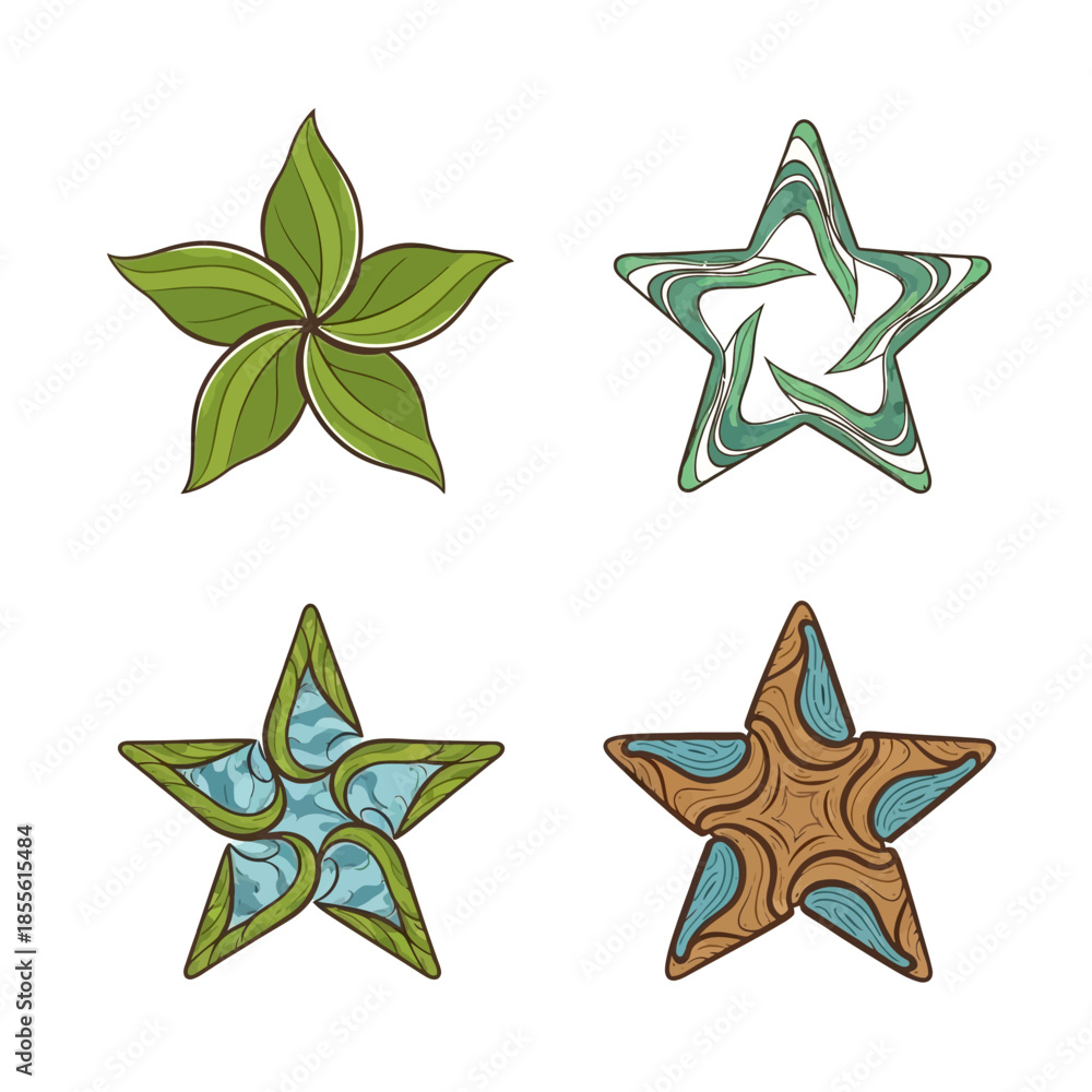 Obraz premium Colorful star shapes with patterns.