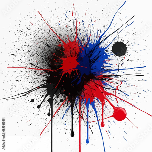 Colorful paint splatter art design element.