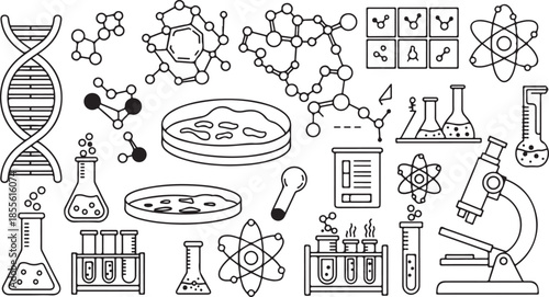 Science and chemistry laboratory equipment illustrations