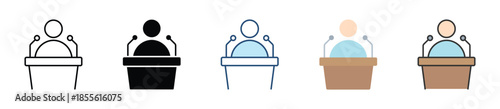 Public Speaking Icon Set Multiple Style Collection