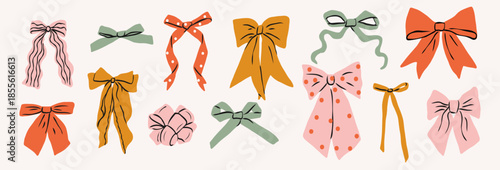 Flat vector colorful retro bows collection
