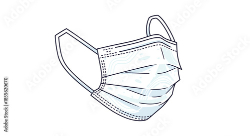 Protective medical surgical face mask illustrated in light blue color on white background for health safety and virus prevention concepts.