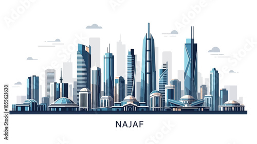 Najaf City Skyline Illustration with Modern Architecture and Tall Buildings