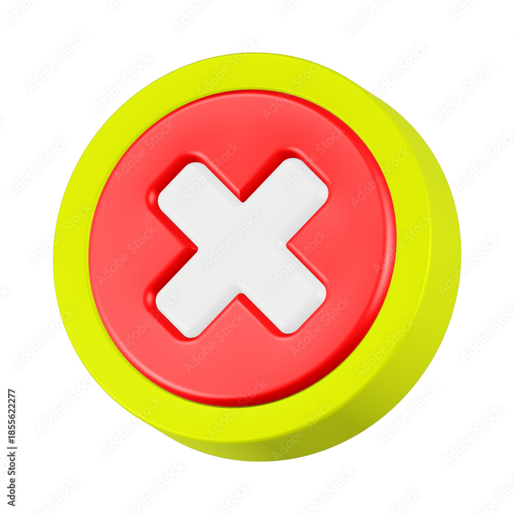 Fototapeta premium Crossmark icon 3d render red circle button