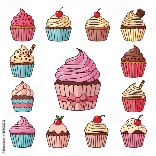 Colorful cupcake sweet treat dessert variety.