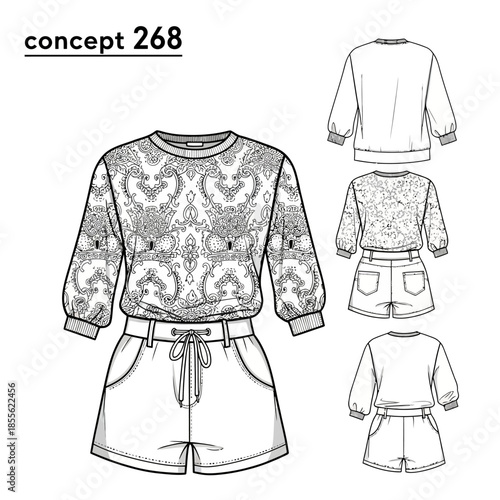 Fashion clothing design with shorts.