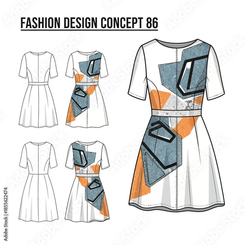 Fashion design concept with dress.