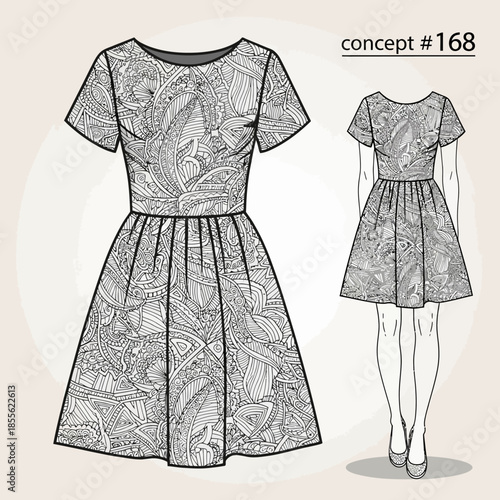 Fashion design of short dress.