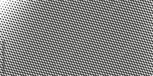 Black and white vector halftone. Industrial half tone texture. Subtle dotted gradient. Retro effect overlay. Grunge dot pattern on transparent backdrop. Modern graphic halftone perforated surface