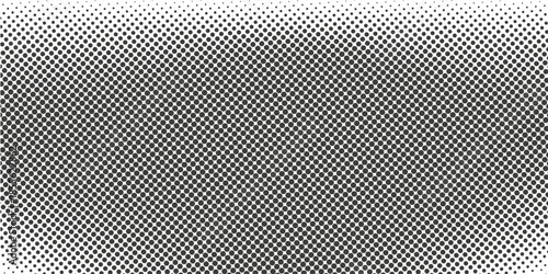 Black and white vector halftone. Industrial half tone texture. Subtle dotted gradient. Retro effect overlay. Grunge dot pattern on transparent backdrop. Modern graphic halftone perforated surface