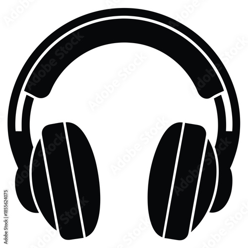 Gaming Headset Outline Symbol Isolated on White Background