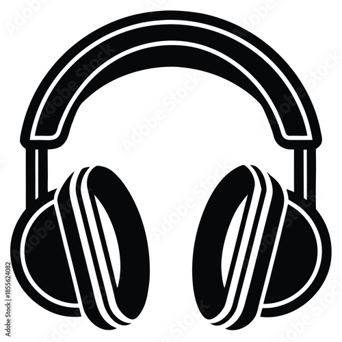 Gaming Headset Outline Symbol Isolated on White Background