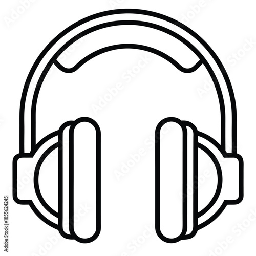 Gaming Headset Outline Symbol Isolated on White Background