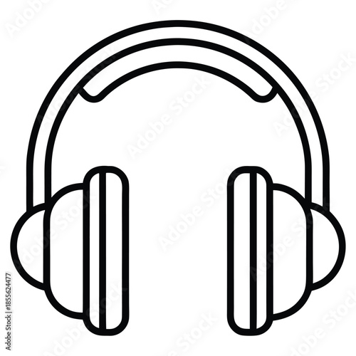 Gaming Headset Outline Symbol Isolated on White Background