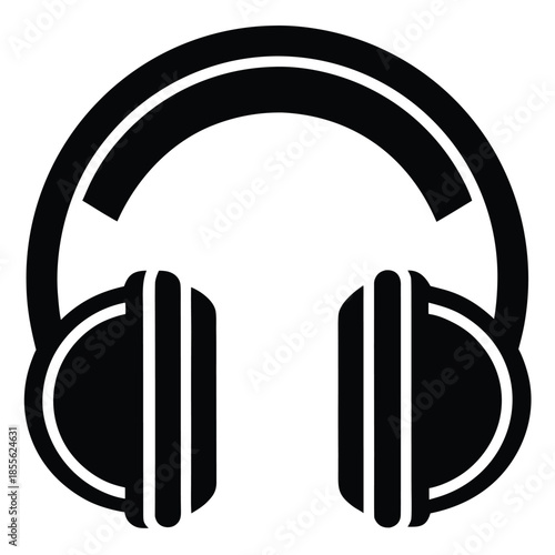 Minimalist Black and White Headphone Illustration