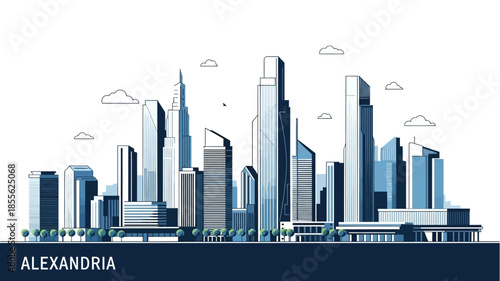 Modern City Skyline Vector Illustration with Contemporary Architecture and Urban Landscape Design Representing a Vibrant Metropolis Perfect for Travel or Business Concepts