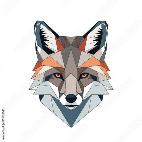Geometric Fox Head Illustration with Abstract Polygons.