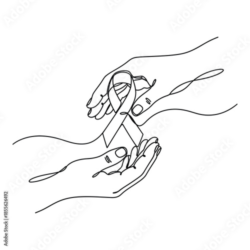 Hand drawn awareness ribbon symbol for health causes and support campaigns isolated