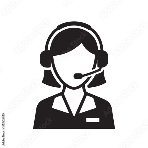 Customer service representative with headset icon isolated illustration