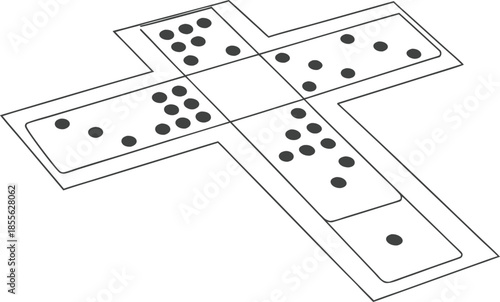 Braille dots arranged as a plus sign on white background, tactile pattern illustration, accessibility concept for visually impaired, inclusive education, minimalistic medical and assistive icon design