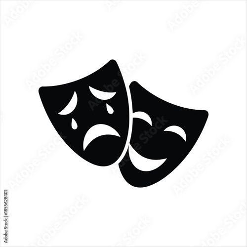 Classic theater masks representing comedy and tragedy performing arts icon