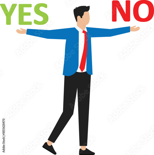 Right or wrong decisions, choose yes or no, rational thinking for certainty, strategy or action plan concept
