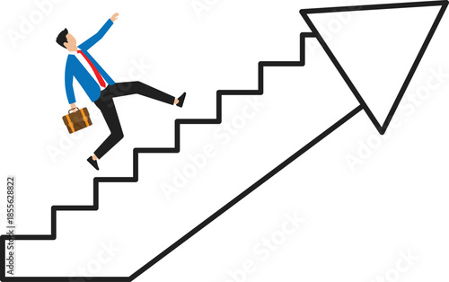 The ladder of success and desire and motivation for high results, achieving goals and heights in work, using new opportunities for growth and business development
