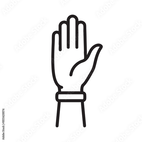 Simple hand gesture icon with cane for accessibility and support
