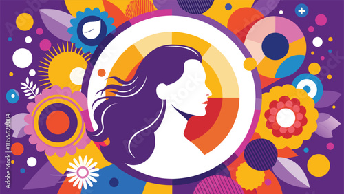 International Women's Day poster featuring diverse women's faces celebrating empowerment and unity..eps